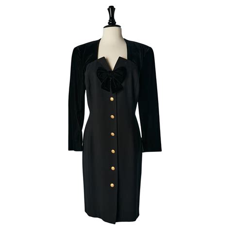 Black Velvet And Wool Cocktail Dress Escada Couture Circa 1980 S For