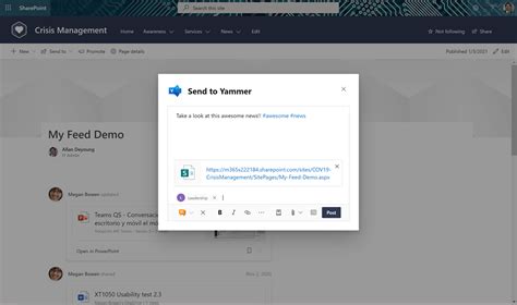 Microsoft 365 Post a SharePoint news or page in Yammer I Pasión