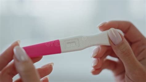 Girl Hands Waiting Pregnancy Test Result At Home Lady Looking Empty Test Kit Stock Footage