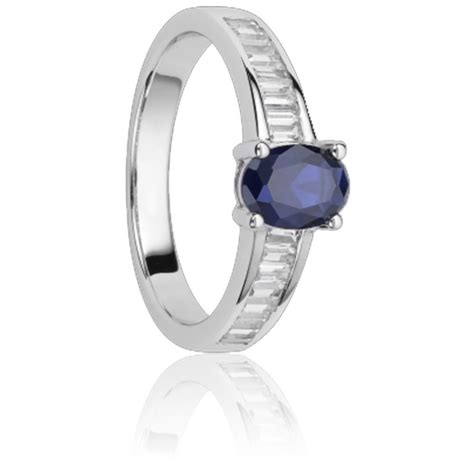 Bague Saphir 0 95 Ct Et Diamants Or Blanc 18K Ocarat