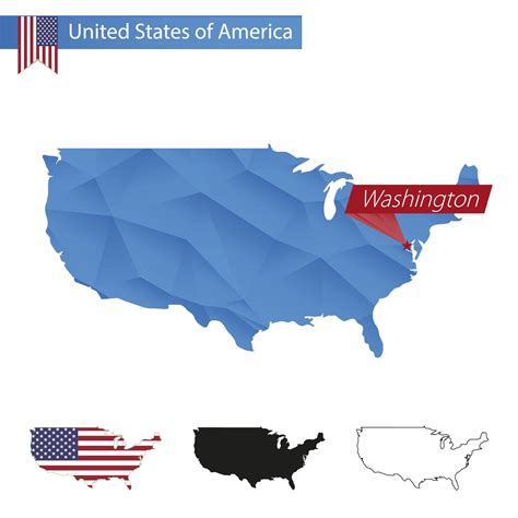 USA blue Low Poly map with capital Washington. 18818293 Vector Art at ...