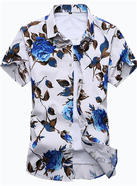 Mens Shirt Slim Fit Short Sleeve Floral Shirt Mens Clothing Ncocon