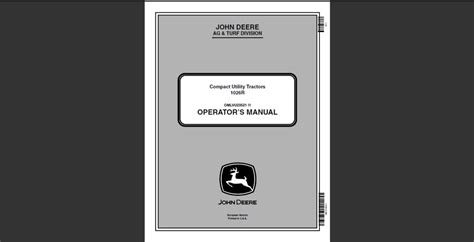 John Deere 1026r Compact Utility Tractors Operators Manual Pdf Digital Download Etsy