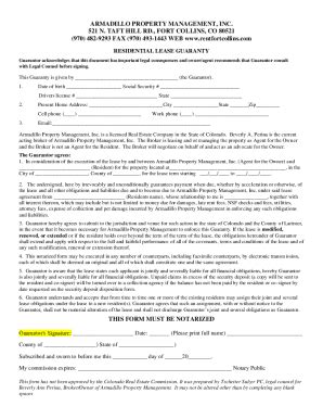 Fillable Online Lease Guarantor Form Fort Collins Fax Email Print