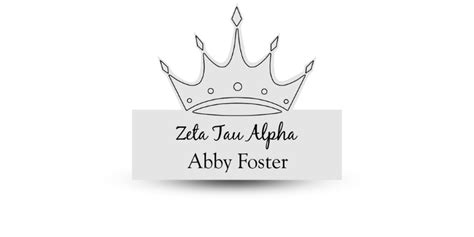 Zeta Tau Alpha Crown Shaped Name Tags In Gold Or Silver Name Tag Pros