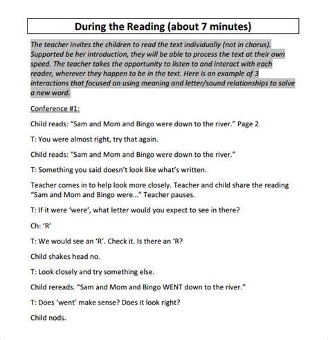 Sample Guided Reading Lesson Plan Templates