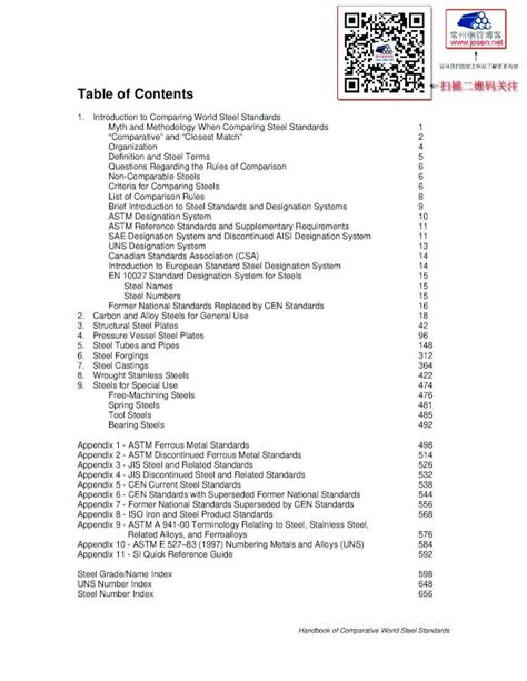 Pdf Table Of Contents Josen Net Non Comparable Steels Criteria