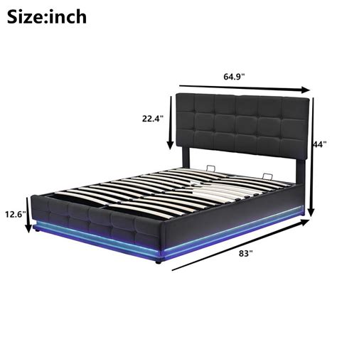 Queen Size Platform Bed with Hydraulic Storage System - Modern Furniture