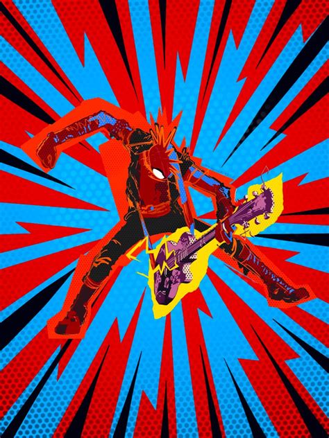 Spider Punk Rocking Out On Guitar Comic Punk Art Style Referenced