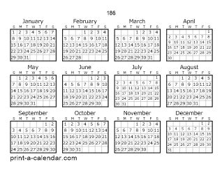 186 One Page Calendar