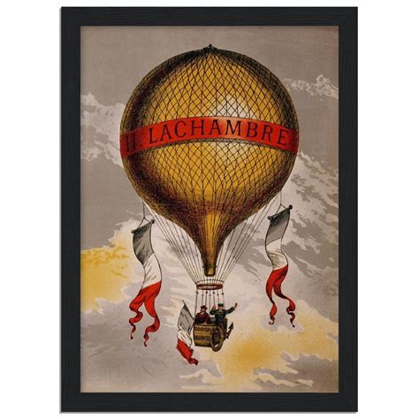 Hot Air Balloon Antique Print On Museum Quality Matte Paper In Wooden Framed Poster Etsy