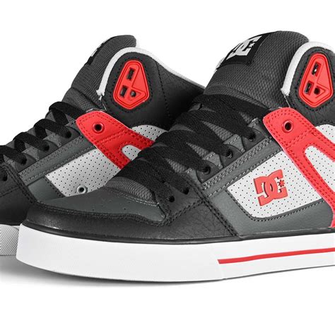 DC Pure High Top WC Skate Shoes - Grey/Red - Supereight