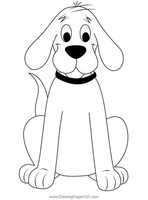 Puppy Clifford Sitting Coloring Page for Kids