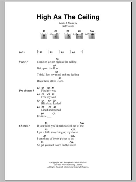 High As The Ceiling by Stereophonics - Guitar Chords/Lyrics - Guitar ...