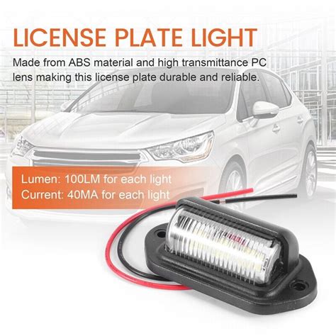 4Pcs 12V 6 SMD LED Exterior License Plate Tag Light License Plate