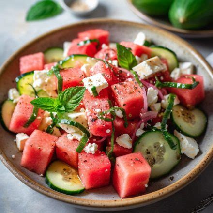 Watermelon Cucumber Feta Salad - Frosted Blog