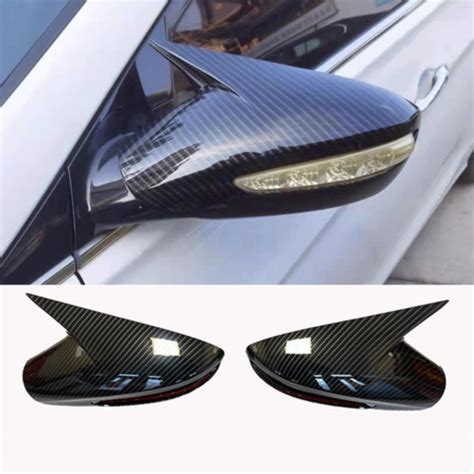 Carbon Fiber Ox Horn Side Rear View Mirror Cover Trim For Hyundai Sonata 2011 14 Ebay