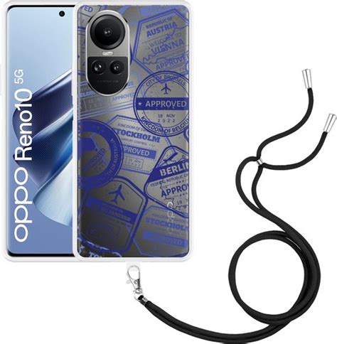 Cazy Hoesje Met Koord Geschikt Voor Oppo Reno10 5G Paspoort Stempels Bol