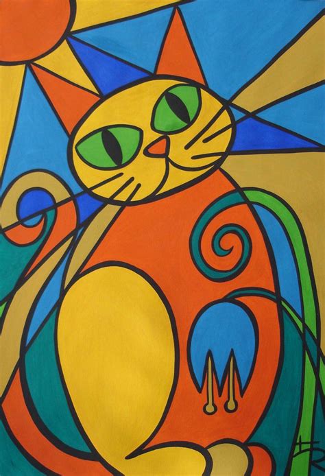 Stained Glass Cat Cubist Art Cat Stain Cubism Art