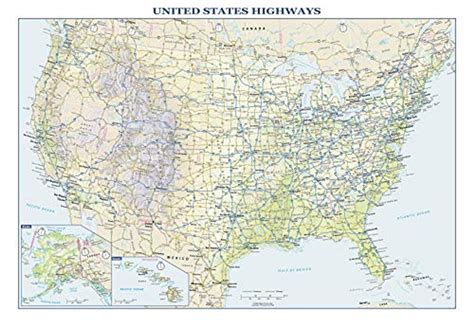 USA Interstate Highways Large Wall Map - 36 inch x 24.75 inch Paper ...