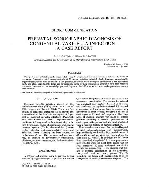 Pdf Prenatal Sonographic Diagnosis Of Congenital Varicella Infection—a Case Report Dokumen Tips