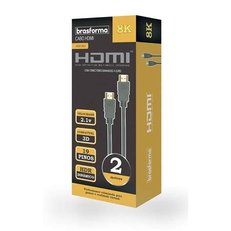 Cabo HDMI Brasforma 8k 2M Brasforma HDMI8002