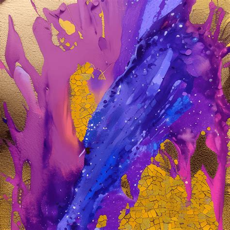 Acrylic Paint Pour Watercolor Purple And Gold 4k Mosaic Creative Fabrica