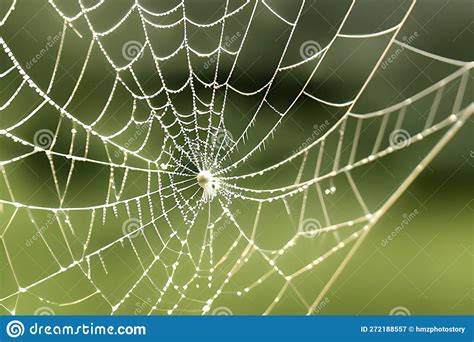 Spider Web With Drops Of Water Stock Illustration Illustration Of