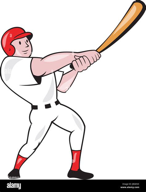 Illustration Of An American Baseball Player Batter Hitter Batting