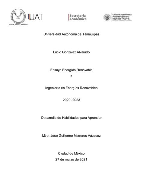 Ensayo Energias Renovables PDF