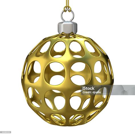 Gold Perforated Christmas Ball 3d Render Stock Photo Download Image