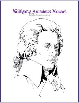 Wolfgang Amadeus Mozart Free Famous Composer Coloring Page