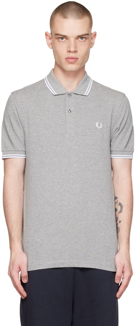 Fred Perry Gray Twin Tipped Polo Ssense Uk