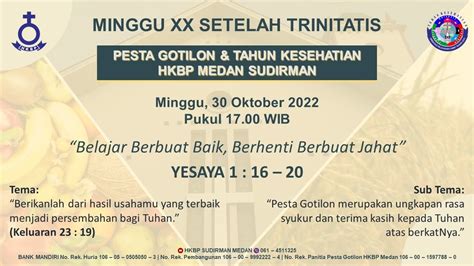 Ibadah Minggu Xx Setelah Trinitatis And Pesta Gotilon Hkbp Medan Minggu