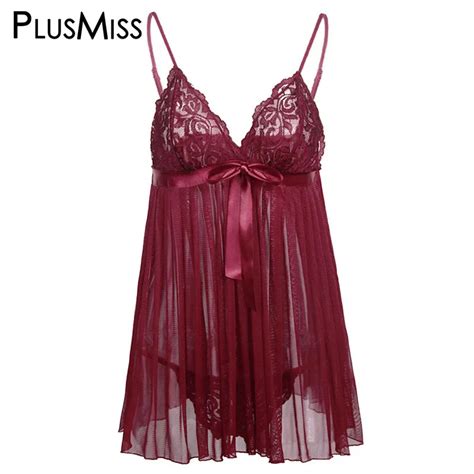 Aliexpress Buy Plusmiss Plus Size Sexy See Through Babydoll Chemise Hot Erotic Sex