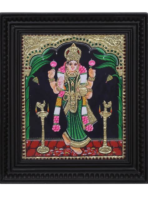 Goddess Vastu Lakshmi Tanjore Painting Traditional Colors With