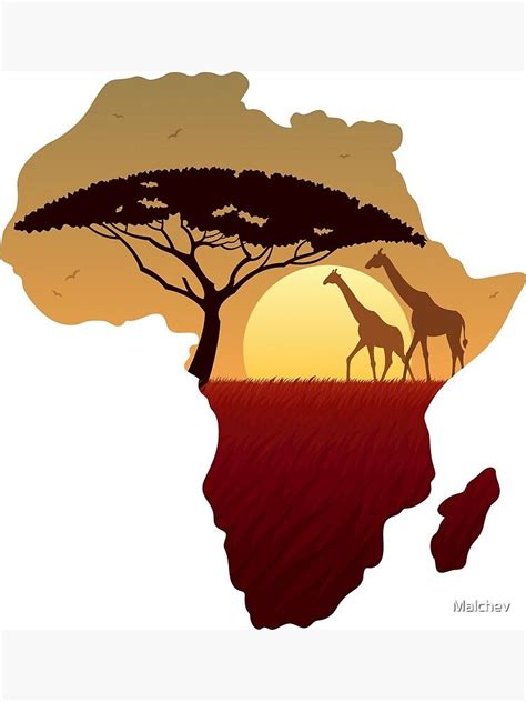 Africa Map Landscape Poster by Malchev | African paintings, African ...