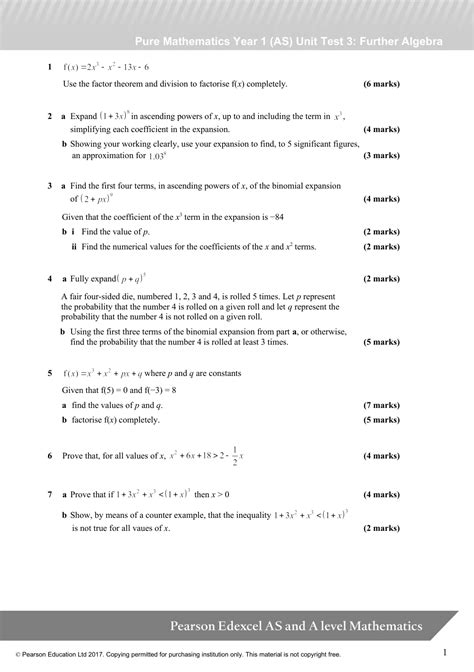 Summary Pearson Edexcel AS And A Level Mathematics New Spec 2015 Pure