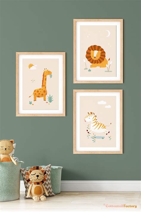 S E Safari Tiere Im Poster Set Giraffe L We Und Zebra Kinder