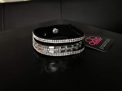 Rhinestone Rockstar Black Bracelet Paparazzi Flamingo Angie