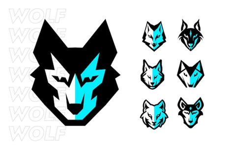 Conjunto De Dise O De Logotipo De Cabeza De Lobo Vector Premium