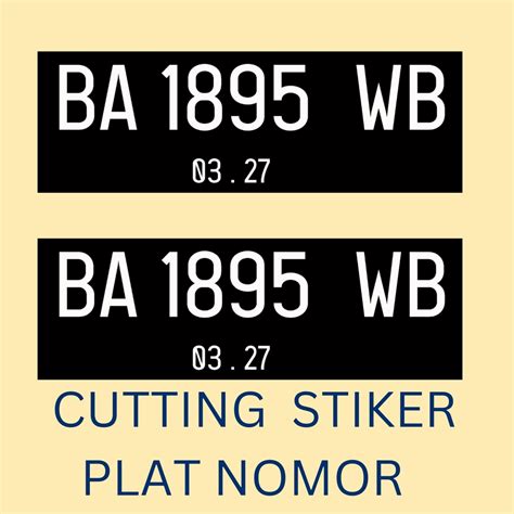 Jual Stiker Cuting Huruf Angka Plat Nomor Motor Mobil Set Depan