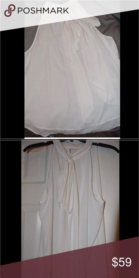 Nwt New York Andco White Sleeveless Blouse With Bow White Sleeveless