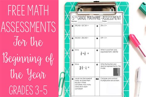 Free Math Pre Assessments Grades 3 5 Teaching With Jennifer Findley