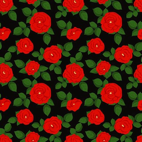 Premium Vector Seamless Vintage Floral Pattern With Red Roses On A