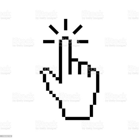 Hand Mouse Pixel Cursor Flat Icon Vector Illustration Eps 10 Stock