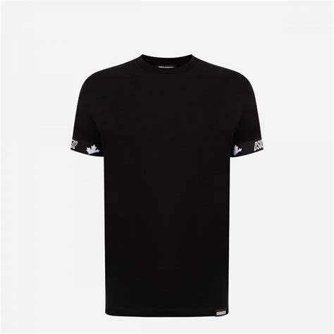 DSQUARED2 Tape Logo Basic Black T Shirt Clothing From N22 Menswear UK