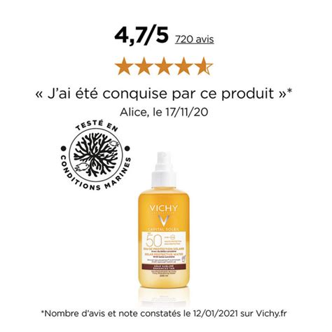 Eau de Protection Solaire Hâle Sublimé SPF50 VICHY chez Kalista Parfums