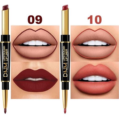 6Pcs Lip Liner And Lipstick Set DNM Chestnut Nude Dark Red Matte Pens