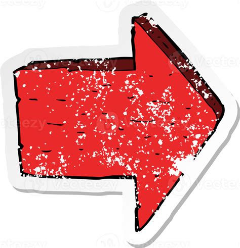 Retro Distressed Sticker Of A Cartoon Pointing Arrow Sign 36483955 Png